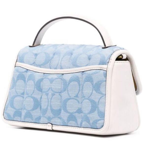 RETAIL Coach Denim Quilted Top Handle Bag- Light Chambray (Acid Wash Denim) - Picture 5 of 15